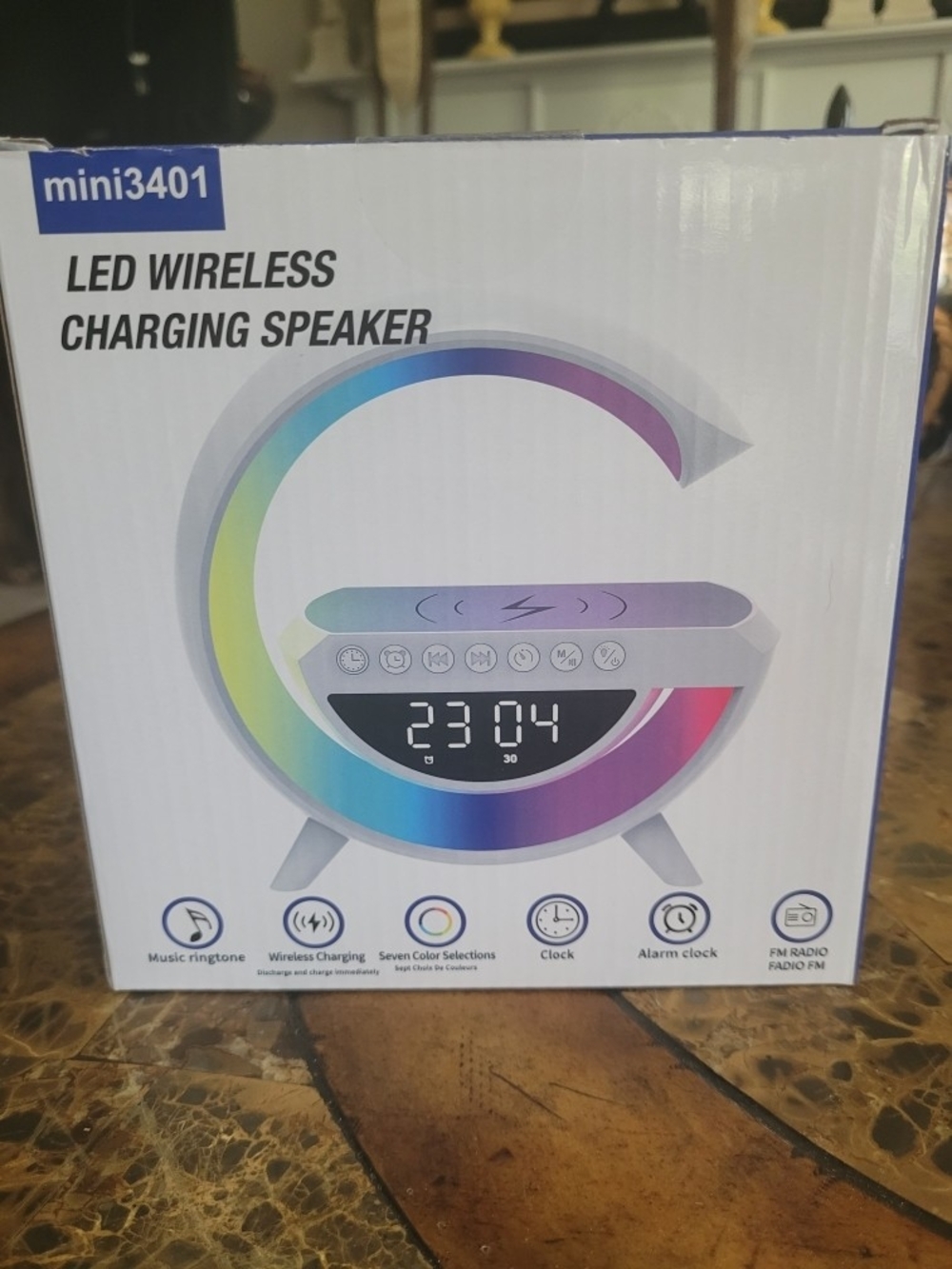 mini3401 LED Wireless Charging Speaker - Rainbow Gradient